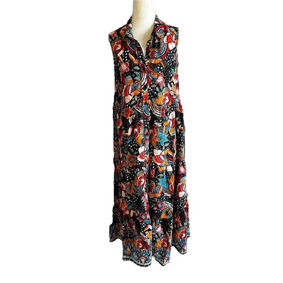 Margaux Riviera Dresses & Skirts - Margaux Riviera Multicolor Batik Collared Maxi Dress Women's Size Medium | 21-15